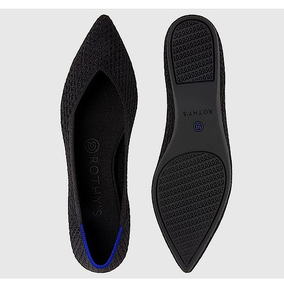 Rothy’s Black Honeycomb Point Flats Size 8 - Picture 2 of 12